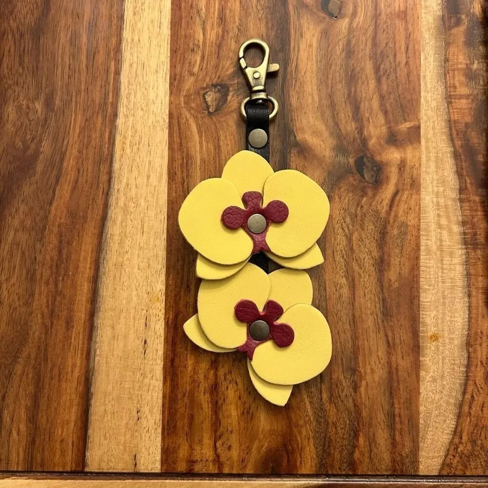 VANILLA Portland Leather Orchid Charm FAST SHIP - Picture 1 of 4